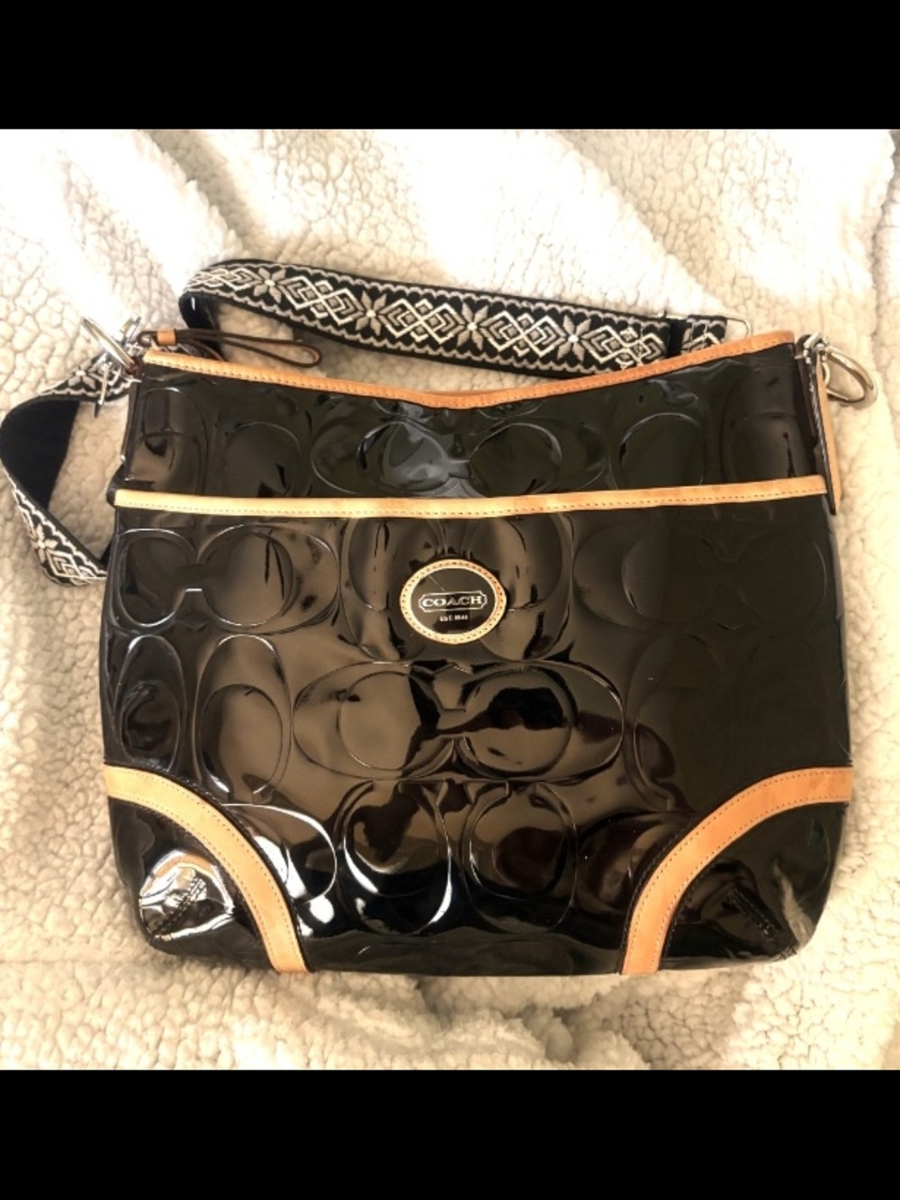 Coach Peyton Embossed Signature Patent Leather Shoulder Bag - Picture 3 of 12
